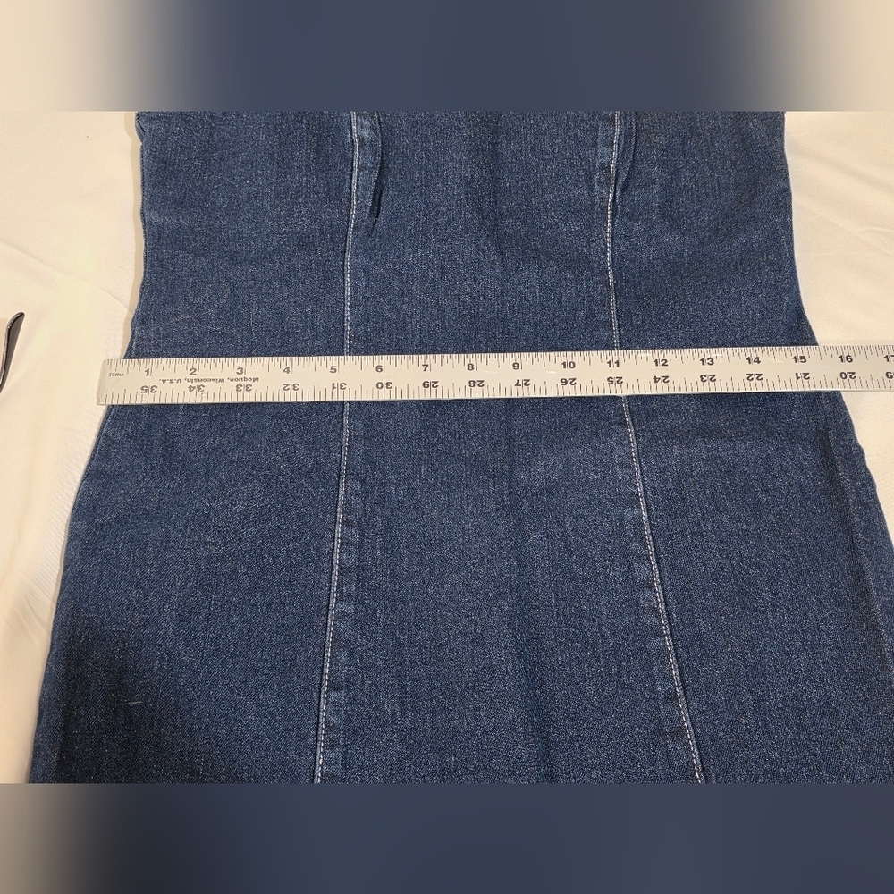 MINKPINK The Midnight Hour Darkwash Cotton Blue Denim Mini Dress Size Medium - Picture 9 of 14